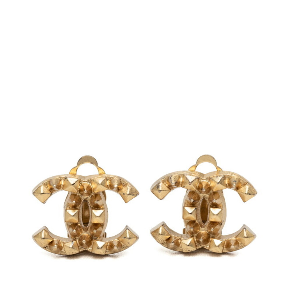 CHANEL Gold Logo Earrings